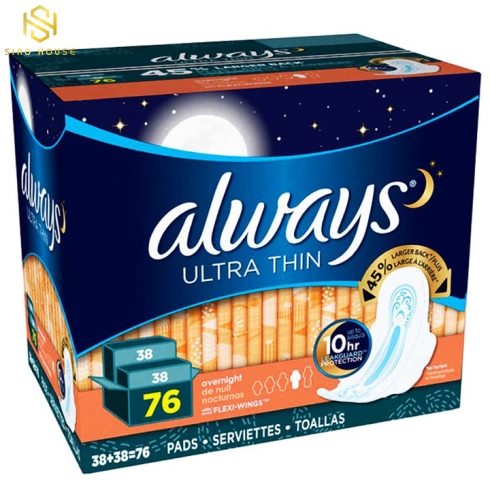 Băng vệ sinh ban đêm ALWAYS Ultra Thin Overnight with Wings (Gói 38 miếng)
