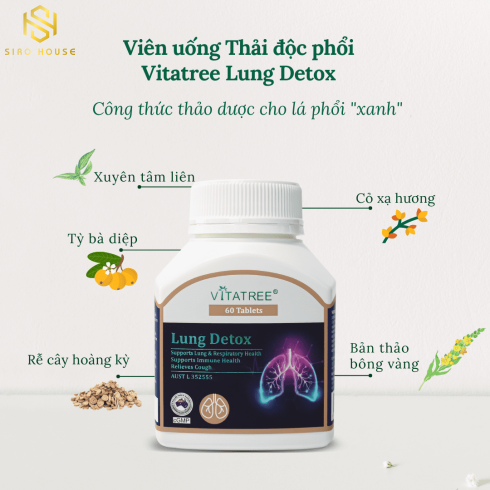 Viên uống bổ phổi VITATREE Lung Detox 60v