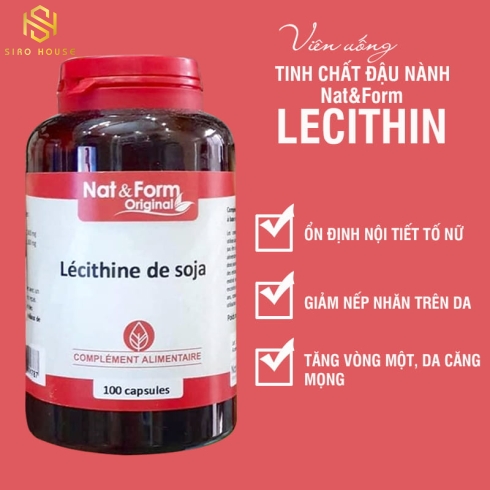 Viên uống tinh chất đậu nành LECITHIN Nat&Form 100 viên Pháp