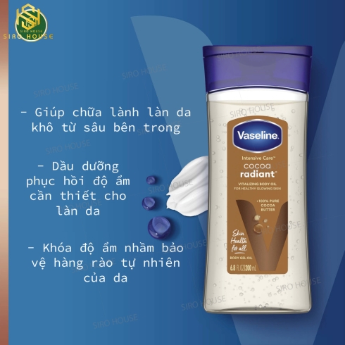 Dầu Dưỡng Da VASELINE Intensive Care Gel Cocoa Radiant Oil (200ml)