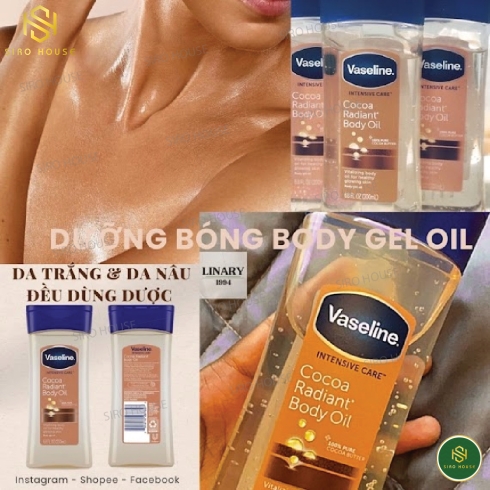 Dầu Dưỡng Da VASELINE Intensive Care Gel Cocoa Radiant Oil (200ml)