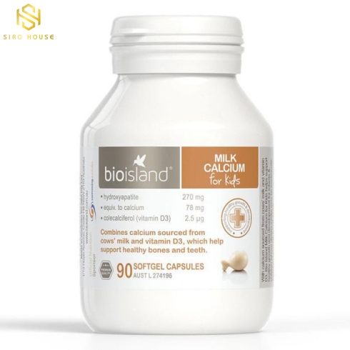 Viên bổ sung canxi BIOISLAND Milk Calcium for kids 90 viên
