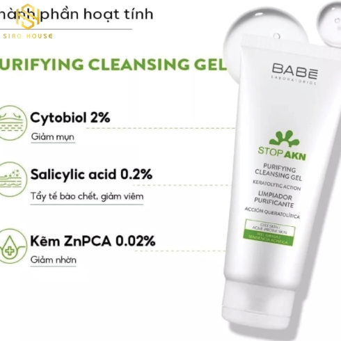 Sữa rửa mặt BABE Stop Akn Purifying Cleansing Gel 200mL