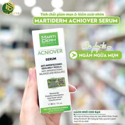 Tinh chất giảm mụn & kiểm soát nhờn MARTI DERM Acniover Serum 30mL 