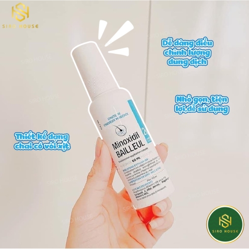 Dung dịch mọc tóc, ngăn rụng tóc BAILLEUL Minoxidil 2% (Hộp 3 x 60mL)