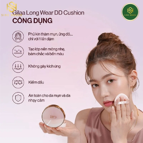 Phấn nước GLAMRR Q Long Wear Dd Cushion SPF50+/PA++++ #01 & 02
