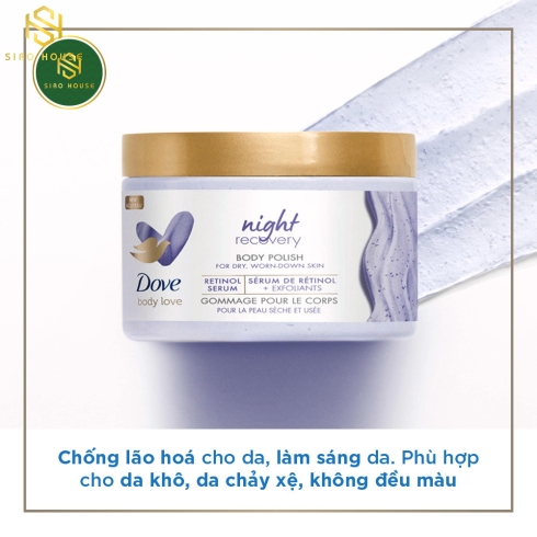 Tẩy tế bào chết toàn thân DOVE Body Love Night Recovery Body Polish 340g