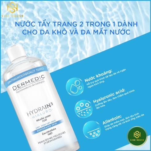 Nước tẩy trang DERMEDIC 500mL (Hồng - xanh)