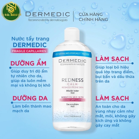 Nước tẩy trang DERMEDIC 500mL (Hồng - xanh)