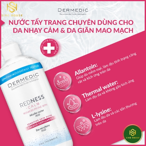 Nước tẩy trang DERMEDIC 500mL (Hồng - xanh)