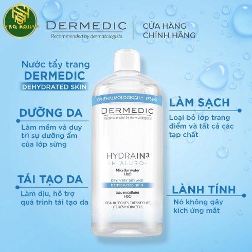Nước tẩy trang DERMEDIC 500mL (Hồng - xanh)