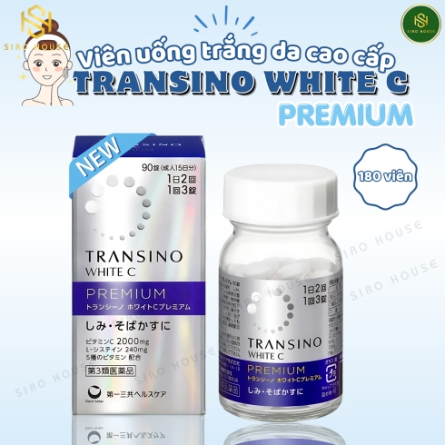 Viên uống trắng da, trị nám bổ sung vitamin C trị tàn nhang TRANSINO Premium White C Clear 90viên & 180viên