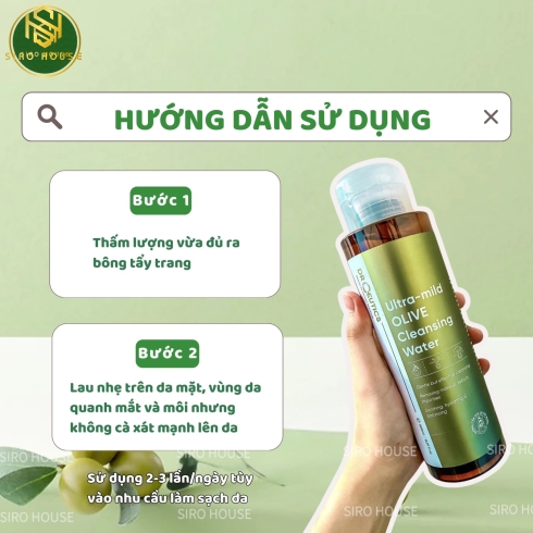 Tẩy trang DR CEUTICS Ultra Mild Olive Cleansing Water 500mL