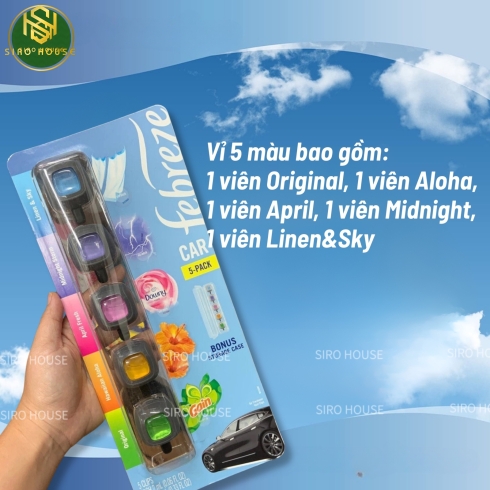 Tinh dầu thơm xe hơi FEBREZE Downy vỉ 5 mùi