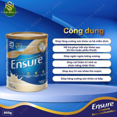 Sữa bột ENSURE Vanilla 850g