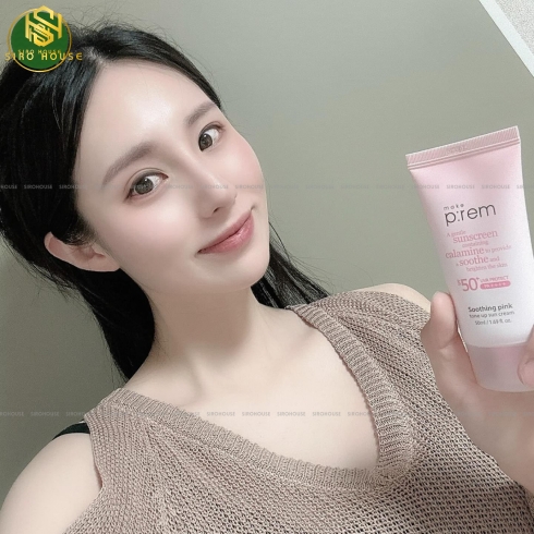 [No box] Kem chống nắng MAKE P:REM Soothing Pink Tone Up Sun Cream 50+ PA++++ 40mL (Hồng)