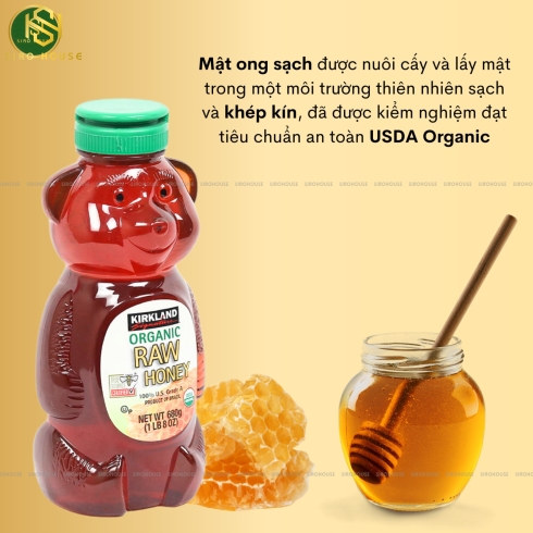  Mật ong gấu KIRKLAND Organic Raw Honey Kirkland 680g