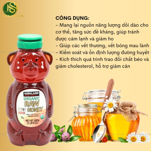  Mật ong gấu KIRKLAND Organic Raw Honey Kirkland 680g