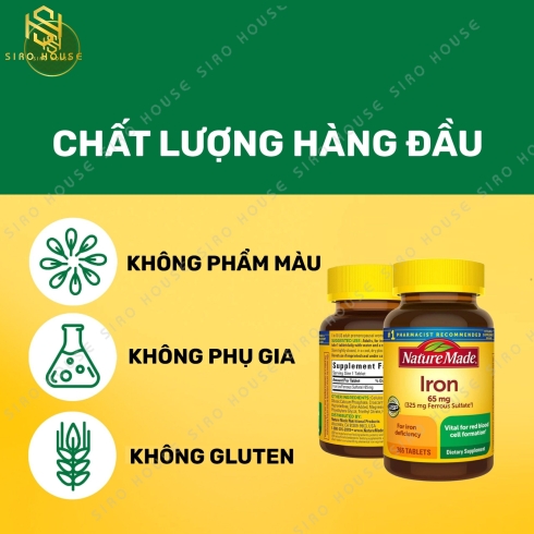 Viên bổ sung sắt NATURE MADE Iron 65mg 365v viên