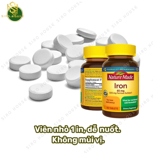 Viên bổ sung sắt NATURE MADE Iron 65mg 365v viên