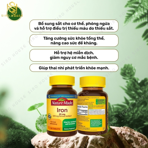 Viên bổ sung sắt NATURE MADE Iron 65mg 365v viên