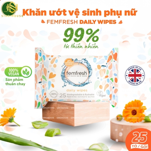 Khăn ướt vùng kín FEMFRESH Intimate Skin Care Daily Wipes 25 tờ