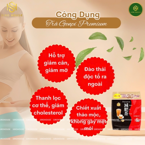  Trà giảm mỡ HAYARI Genpi Tea Premium 36 túi lọc + Tặng 1 gói nhỏ 7 túi lọc