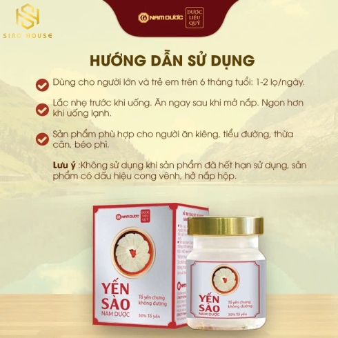 Nước yến sào NAM DƯỢC không đường 6 lọ x 70mL 