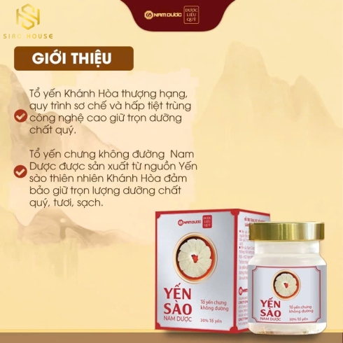 Nước yến sào NAM DƯỢC không đường 6 lọ x 70mL 