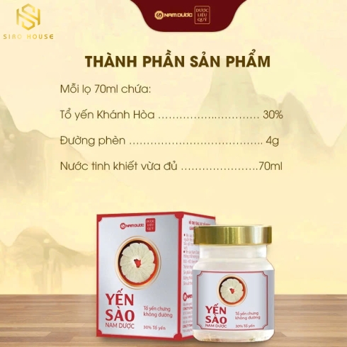 Nước yến sào NAM DƯỢC không đường 6 lọ x 70mL 