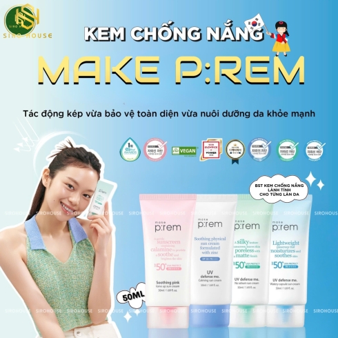 Kem Chống Nắng Nâng Tone, Kiềm Dầu, Dưỡng Ẩm Make P:rem UV Defense Me Sun Cream SPF50+/PA++++ 50ml