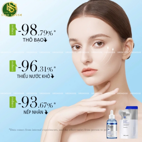 Set tinh chất cấp nước dưỡng ẩm WELLAGE Real Hyaluronic Blue Ampoule 60mL + Túi Refill 60mL