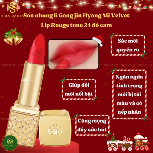 Set phấn nước tái sinh THE WHOO Radiant Essence Cushion SPF50+PA+++ No.21 + Highlight + Cọ + Son No.24 Red Orange