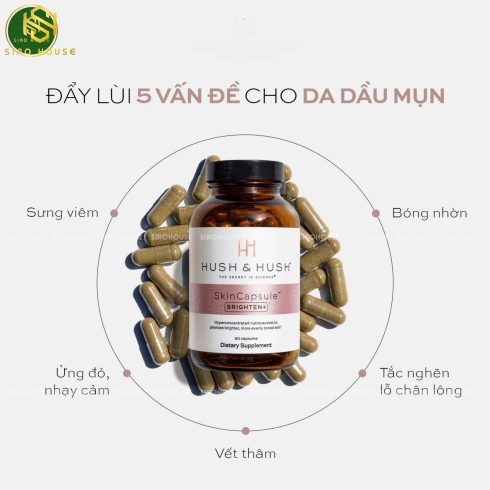 Viên uống sáng da mờ nám HUSH & HUSH SkinCapsule Brighten+ 60 viên