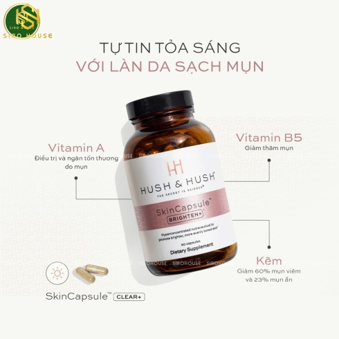 Viên uống sáng da mờ nám HUSH & HUSH SkinCapsule Brighten+ 60 viên