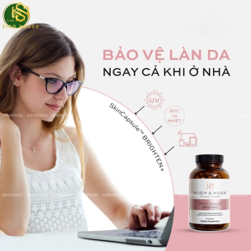 Viên uống sáng da mờ nám HUSH & HUSH SkinCapsule Brighten+ 60 viên