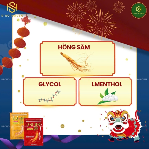 Cao dán hồng sâm trị nhức mỏi HIMENA gói 20 miếng 