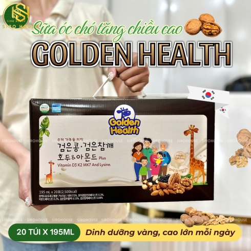 Sữa óc chó, hạnh nhân, đậu đen GOLDEN HEALTH 20 túi x 195ml 